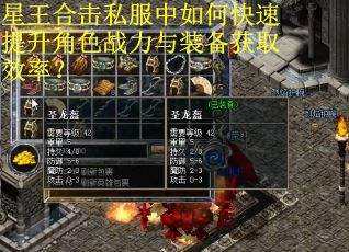 星王合击私服中如何快速提升角色战力与装备获取效率？