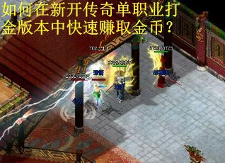 如何在新开传奇单职业打金版本中快速赚取金币？